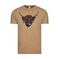 Vintage Coffee Black highland cow Vintage Tee - RanaPortraitStore
