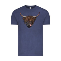 Vintage Denim Black highland cow Vintage Tee - RanaPortraitStore