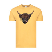 Vintage Mustard Black highland cow Vintage Tee - RanaPortraitStore