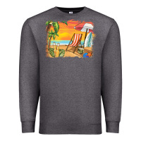 Charcoal Heather sunset beach background Premium Sweatshirt - BarkalooDesign