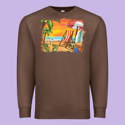 Sunset Beach Background Premium Sweatshirt Designed By Barkaloodesign