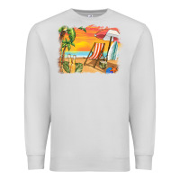 Dove Grey sunset beach background Premium Sweatshirt - BarkalooDesign