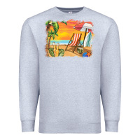 Heather Grey sunset beach background Premium Sweatshirt - BarkalooDesign