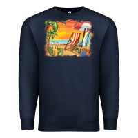 Navy sunset beach background Premium Sweatshirt - BarkalooDesign