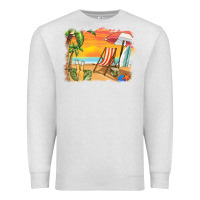 Oatmeal Heather sunset beach background Premium Sweatshirt - BarkalooDesign
