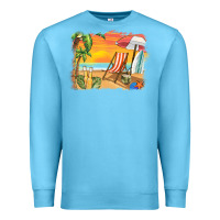 Ocean Blue sunset beach background Premium Sweatshirt - BarkalooDesign