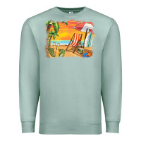 Seafoam sunset beach background Premium Sweatshirt - BarkalooDesign