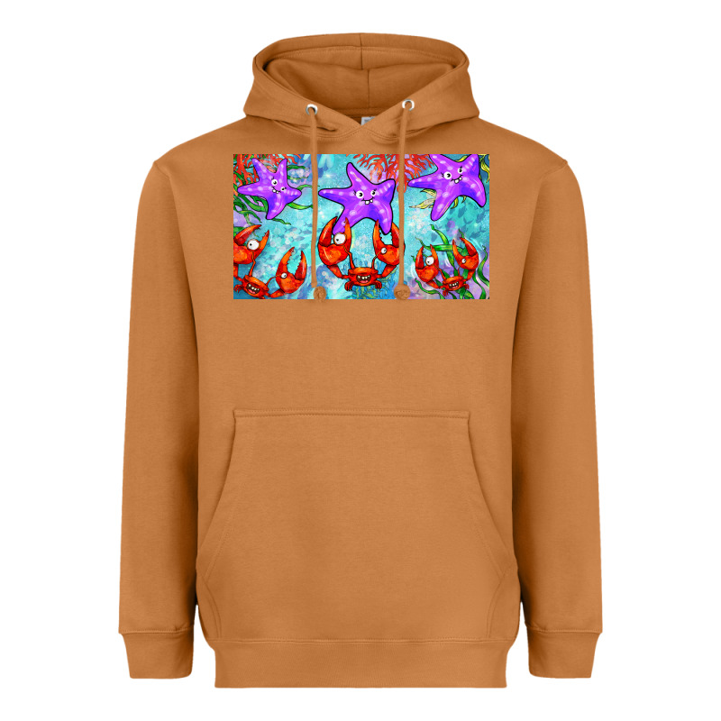Crab And Starfish  Cup Heavyweight Hoodie by BarkalooDesign | Teevron