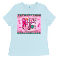 Baby Blue Give Cancer the boot Ladies Tee - NancyCooperArtShop