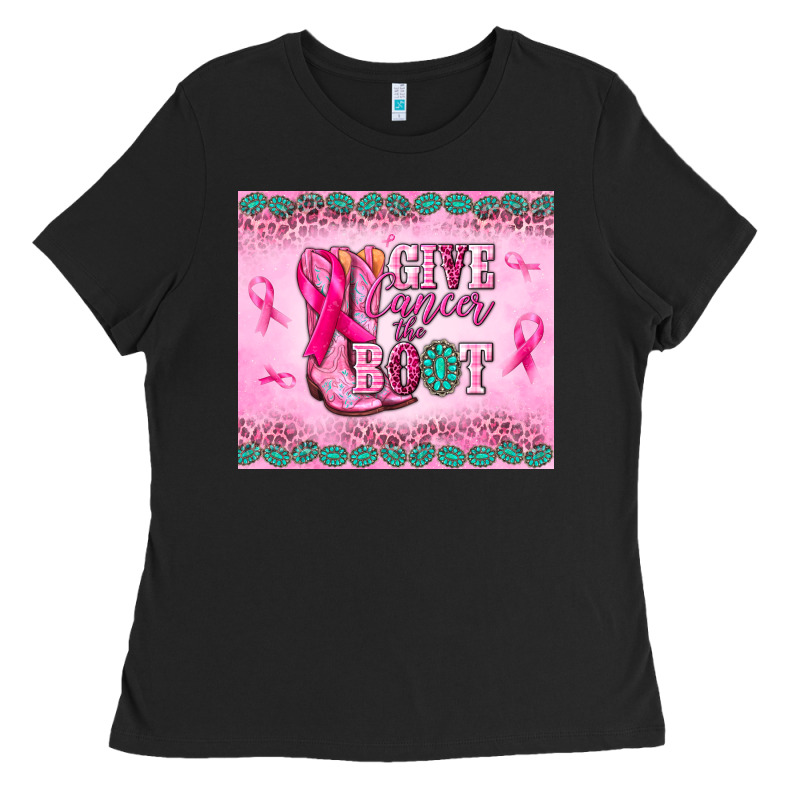 Give Cancer The Boot Ladies Tee by NancyCooperArtShop | Teevron