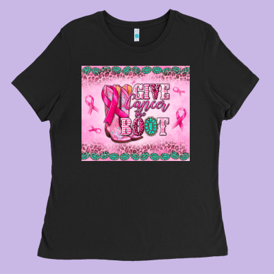 Give Cancer The Boot Ladies Tee Designed By Nancycooperartshop