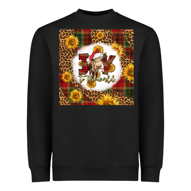 Joy To The World Christmas Cow Heavyweight Sweatshirt by LillyAllenDesigns | Teevron