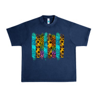 Navy turquoise leopard sunflowers colorful Urban Heavy Tee - RanaPortraitStore