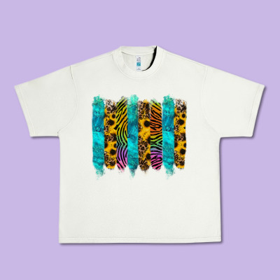 Turquoise Leopard Sunflowers Colorful Urban Heavy Tee Designed By Ranaportraitstore