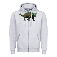 Heather Grey ankylosaurus Zipper Hoodie - Artiststas