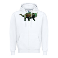White ankylosaurus Zipper Hoodie - Artiststas