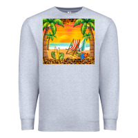 Heather Grey sunset beach Premium Sweatshirt - BarkalooDesign