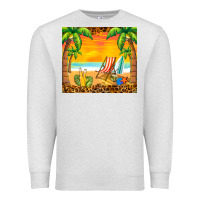Oatmeal Heather sunset beach Premium Sweatshirt - BarkalooDesign