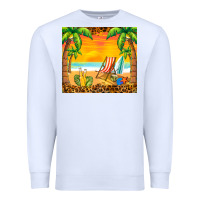 White sunset beach Premium Sweatshirt - BarkalooDesign