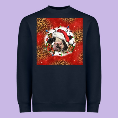 Christmas Cow Heavyweight Sweatshirt Designed By Lillyallendesigns