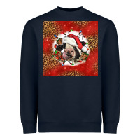 Navy christmas cow Heavyweight Sweatshirt - LillyAllenDesigns