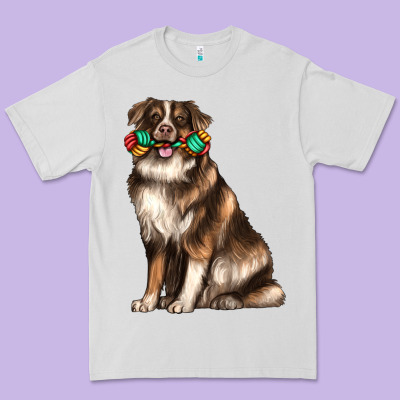 Australian Shepherd With Rope Toy Premium Tee Designed By Texasbilliewilder