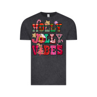 Vintage Black holly jolly vibes pink christmas Vintage Tee - CowGirlArtShop