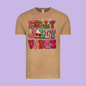Holly Jolly Vibes Pink Christmas Vintage Tee Designed By Cowgirlartshop