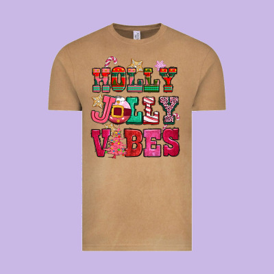 Holly Jolly Vibes Pink Christmas Vintage Tee Designed By Cowgirlartshop