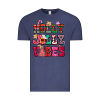 Vintage Denim holly jolly vibes pink christmas Vintage Tee - CowGirlArtShop