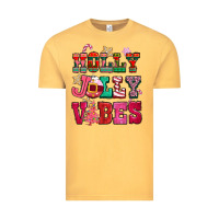 Vintage Mustard holly jolly vibes pink christmas Vintage Tee - CowGirlArtShop
