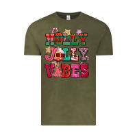 Vintage Olive holly jolly vibes pink christmas Vintage Tee - CowGirlArtShop