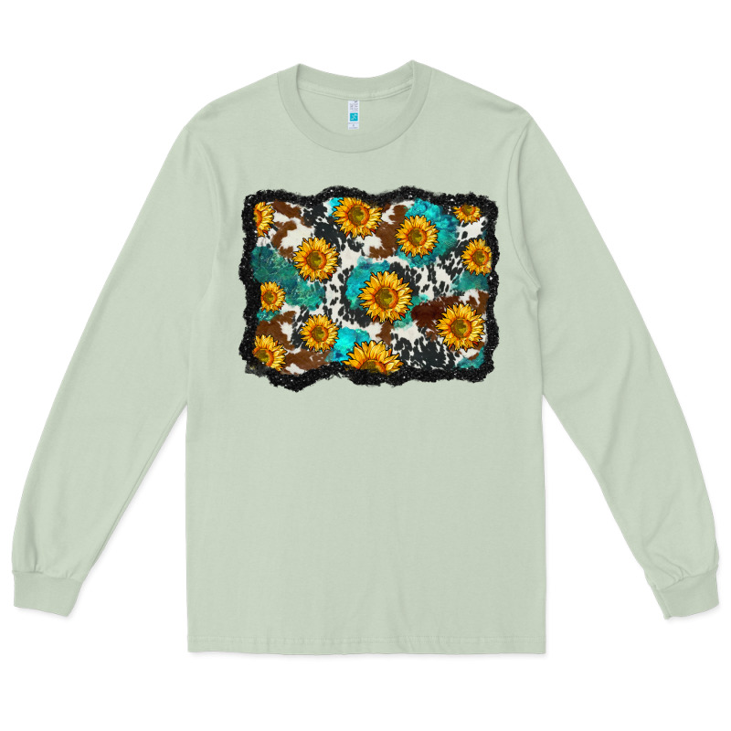 Cowhide  Turquoise Sunflowers Pattern Olivia Long Sleeve Tee by OliviaCreatesArt | Teevron