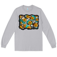 Moon Dust cowhide  turquoise sunflowers pattern olivia Long Sleeve Tee - OliviaCreatesArt
