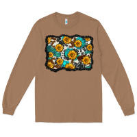 Toasted Coconut cowhide  turquoise sunflowers pattern olivia Long Sleeve Tee - OliviaCreatesArt