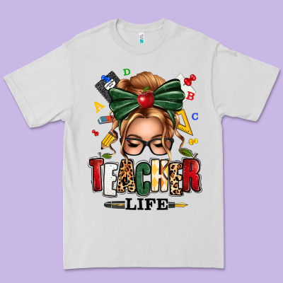 Teacher Life Blonde Caucassian Messy Bun Premium Tee Designed By Texasbilliewilder