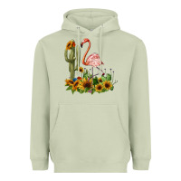 Matcha flamingo with cactus and sunflowers Heavyweight Hoodie - BarkalooDesign