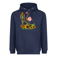 Navy flamingo with cactus and sunflowers Heavyweight Hoodie - BarkalooDesign