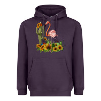 Plum flamingo with cactus and sunflowers Heavyweight Hoodie - BarkalooDesign