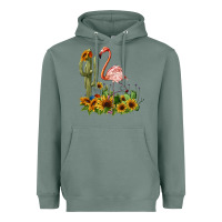 Sage flamingo with cactus and sunflowers Heavyweight Hoodie - BarkalooDesign