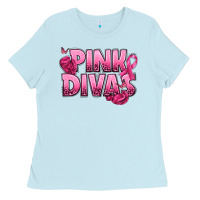 Baby Blue Pink Divas Breast Cancer Ladies Tee - NancyCooperArtShop