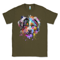 Army Green Splash Art Australian Shepherd   Aussie Lover Gifts Classic Tee - longCreatives