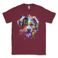 Burgundy Splash Art Australian Shepherd   Aussie Lover Gifts Classic Tee - longCreatives