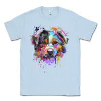 Dusty Blue Splash Art Australian Shepherd   Aussie Lover Gifts Classic Tee - longCreatives