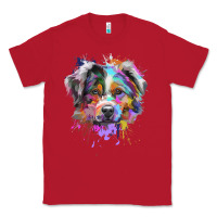 Red Splash Art Australian Shepherd   Aussie Lover Gifts Classic Tee - longCreatives