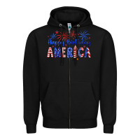 Black happy birthday america Zipper Hoodie - Artiststas