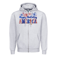 Heather Grey happy birthday america Zipper Hoodie - Artiststas