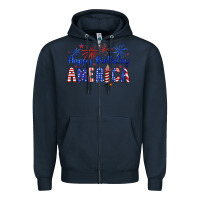 Navy happy birthday america Zipper Hoodie - Artiststas