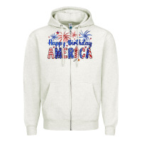 Oatmeal Heather happy birthday america Zipper Hoodie - Artiststas