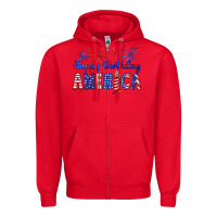 Red happy birthday america Zipper Hoodie - Artiststas
